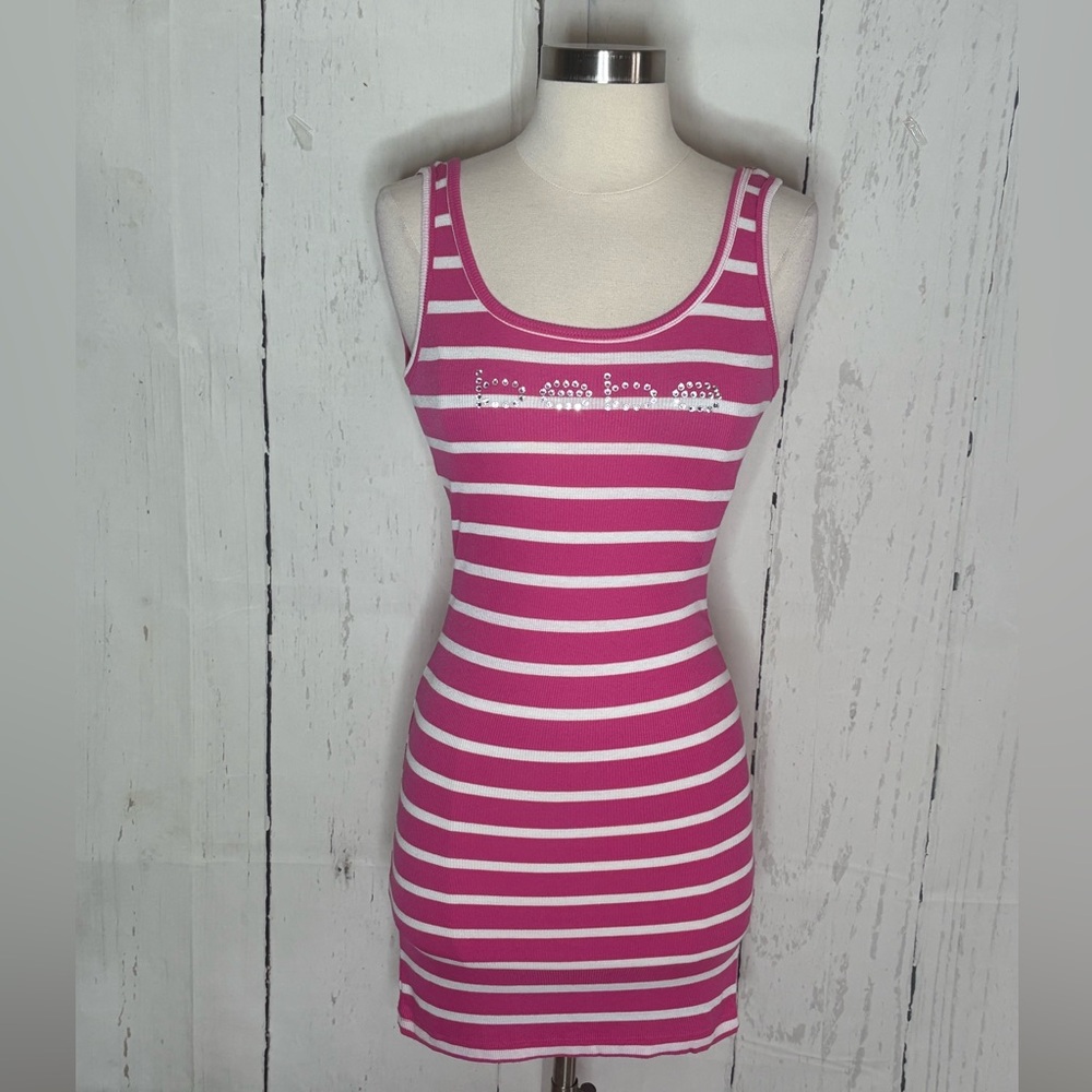 Bebe Pink and White Striped Dress